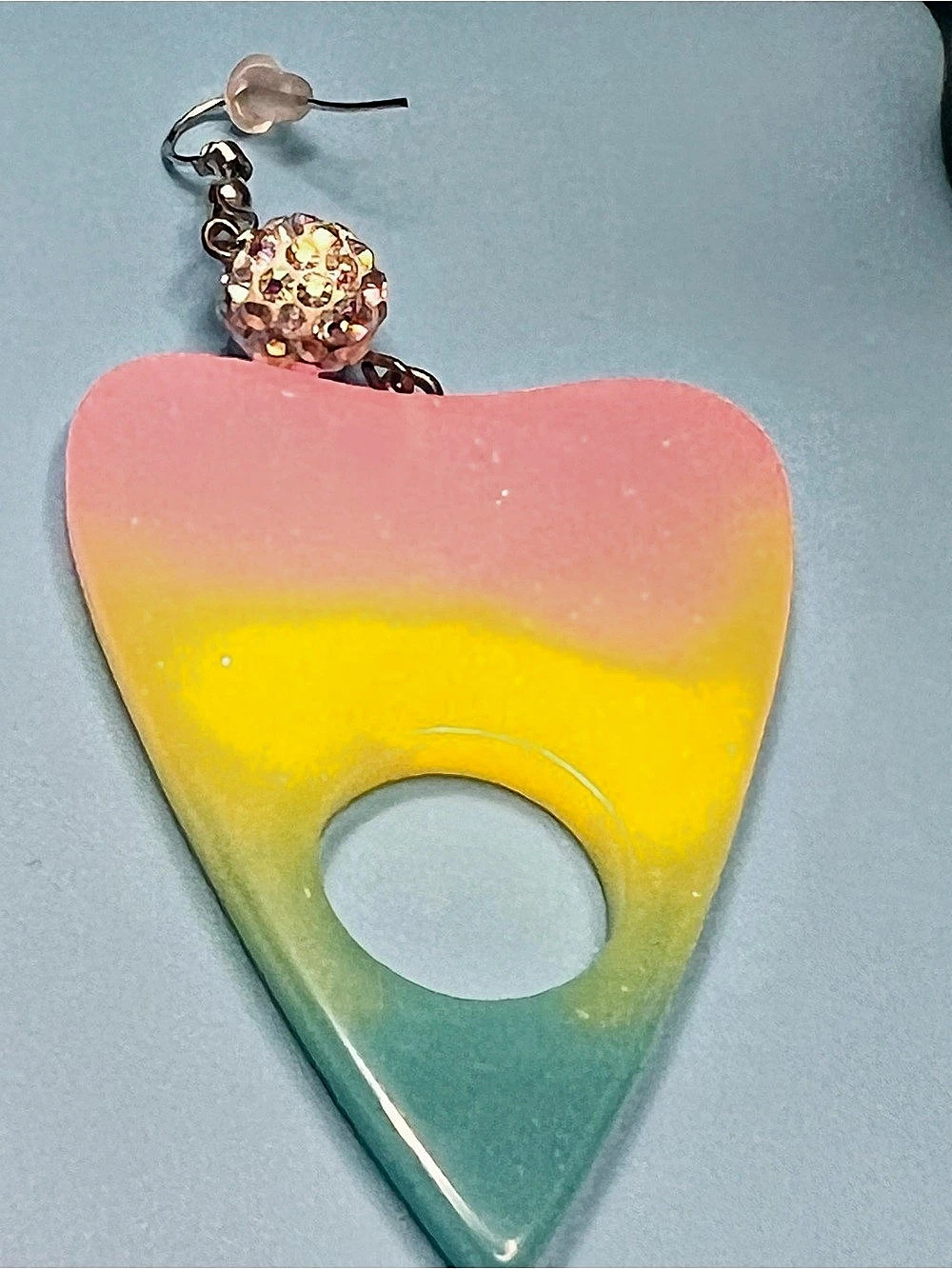 ✨ Pastel Pastel Goth Resin Ouija Board Planchette Dangle Earrings ✨ - Picture 3 of 5